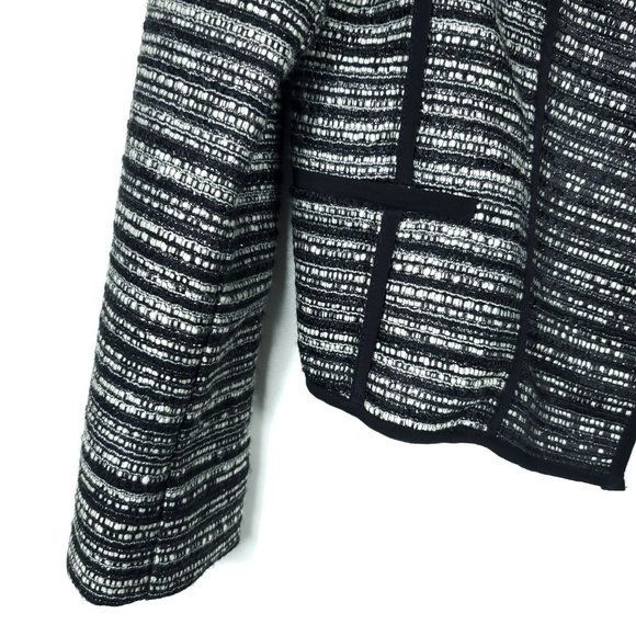Milly Black White Tweed Open Front Blazer Jacket - Picture 4 of 6